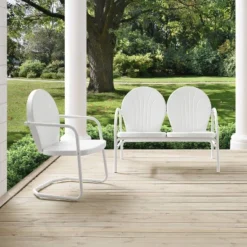 Griffith 2pc Outdoor Seating Set - White - Crosley -Sunnydaze Decor Store GUEST bb7bcf2b 074d 42a3 bf93 5f49216a03bf