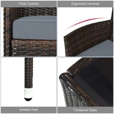 Costway 4PCS Rattan Patio Furniture Set Cushioned Sofa Chair Coffee Table 10 Costway 4PCS Rattan Patio Furniture Set Cushioned Sofa Chair Coffee Table - Image 8