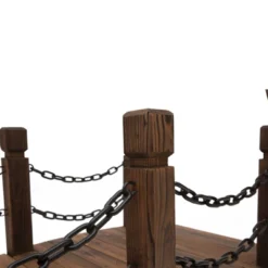 Outsunny 5 Ft Wooden Garden Bridge Arc Footbridge With Metal Chain Railings & Solid Fir Construction, Stained Wood -Sunnydaze Decor Store GUEST bbf68fbc eef0 4414 b1f4 2bdc4ae5a107