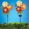 Collections Etc Solar Powered Dahlia Garden Stakes - Set Of 2