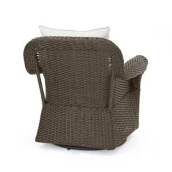 Amaya 5pc Outdoor 4 Wicker Swivel Chair & Fire Pit Set - Dark Brown/Beige/Matte Black - Christopher Knight Home -Sunnydaze Decor Store GUEST bcc8b2ec d672 4700 9e6e 495ef0578762