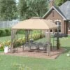 Outsunny 10' X 10' Patio Gazebo Canopy Outdoor Canopy Shelter With Double Tier Roof, Removable Mesh Netting, Display Shelves -Sunnydaze Decor Store GUEST bce4e2a2 be89 4a94 b7ef a94433c97124