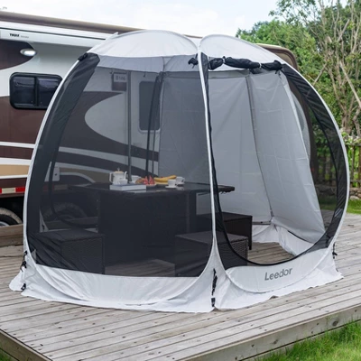 Leedor Outdoor Pop Up Portable Screen Tent With Mesh Netting Fiberglass Gazebo Gray 7 Leedor Outdoor Pop Up Portable Screen Tent With Mesh Netting Fiberglass Gazebo Gray - Image 5