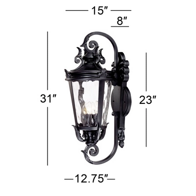 John Timberland Casa Marseille Vintage Rustic Outdoor Wall Light Fixture Textured Black Scroll 31" Clear Hammered Glass For Post Exterior Barn Deck 7 John Timberland Casa Marseille Vintage Rustic Outdoor Wall Light Fixture Textured Black Scroll 31" Clear Hammered Glass For Post Exterior Barn Deck - Image 5