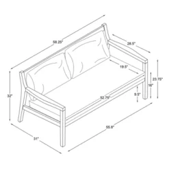 Linon Melita Acacia Two Seater Sofa Beige/White -Sunnydaze Decor Store GUEST bd899e00 d5af 423d bdc7 40c34da49e86