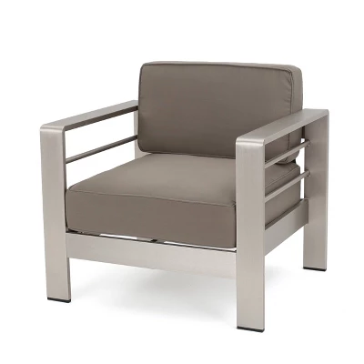 Cape Coral 5pc Aluminum And MGO Seating Set With Fire Table Khaki/Dark Gray - Christopher Knight Home 7 Cape Coral 5pc Aluminum And MGO Seating Set With Fire Table Khaki/Dark Gray - Christopher Knight Home - Image 5