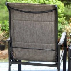 5pc Outdoor Dining Set With Padded Sling Chairs & Round Metal Table - Gray/Black - Captiva Designs -Sunnydaze Decor Store GUEST be54fa6b daa8 4e46 b99a 364507cedbbf