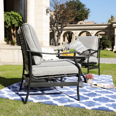 3pc Bistro Steel Patio Dining Set With Arm Chairs - Gray - Lokatse 4 3pc Bistro Steel Patio Dining Set With Arm Chairs - Gray - Lokatse - Image 2