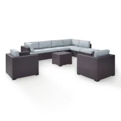 Biscayne 7pc Outdoor Wicker Sectional Set - Mist - Crosley -Sunnydaze Decor Store GUEST beaddde4 3847 489e 9859 9844549340ac