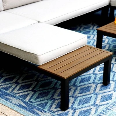 Captiva Designs 6pc Outdoor Conversation Set With Sectional Sofa Beige 4 Captiva Designs 6pc Outdoor Conversation Set With Sectional Sofa Beige - Image 2