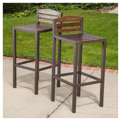 Milos Set Of 2 Acacia Barstool - Dark Brown / Rustic Metal - Christopher Knight Home 3 Milos Set Of 2 Acacia Barstool - Dark Brown / Rustic Metal - Christopher Knight Home