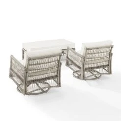 3pc Thatcher Outdoor Steel Conversation Set Creme/Driftwood - Crosley -Sunnydaze Decor Store GUEST bf5abddb 7fb1 4ee0 a3ab f13bfdf332f0