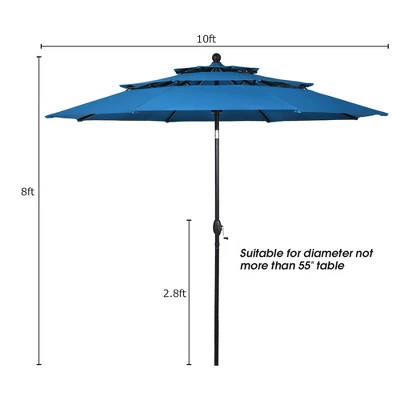 Costway 10ft 3 Tier Patio Market Umbrella Aluminum Sunshade Shelter Double Vented 3 Costway 10ft 3 Tier Patio Market Umbrella Aluminum Sunshade Shelter Double Vented