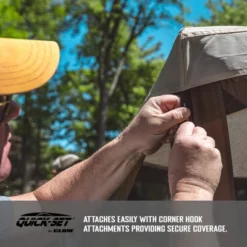 CLAM Quick-Set Outdoor Portable Escape Sky/Sky Camper Screened Gazebo Canopy Tent Rain Fly Tarp With Carry Bag, Cover Only, Tan