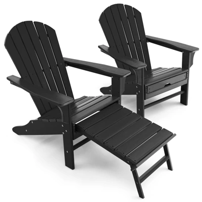 Tangkula 2PCS HDPE Adirondack Chair W/Ergonomic Design&Ottoman Outdoor Lounge Armchair Chair For Yard&Patio Black/Coffee/Grey/Turquoise/White 8 Tangkula 2PCS HDPE Adirondack Chair W/Ergonomic Design&Ottoman Outdoor Lounge Armchair Chair For Yard&Patio Black/Coffee/Grey/Turquoise/White - Image 6