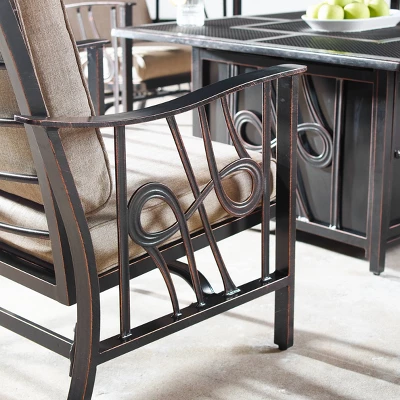 5pc Set With 42" Square Outdoor Aluminum Fire Table & Four Chairs - Oakland Living 15 5pc Set With 42" Square Outdoor Aluminum Fire Table & Four Chairs - Oakland Living - Image 13