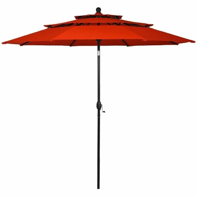 10' X 10' Double Vented 3-Tier Patio Market Table Umbrella - Wellfor 10 10' X 10' Double Vented 3-Tier Patio Market Table Umbrella - Wellfor - Image 8