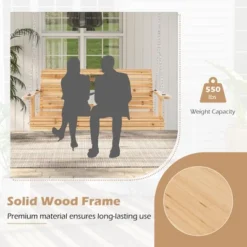 Costway 2-seat Wood Swing Bench With Folding Cup Holder And Sturdy Metal Hanging Chains -Sunnydaze Decor Store GUEST c0bf91c1 0228 422b 9c87 aa62d45f3ed6