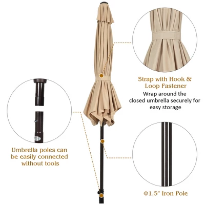 Costway 10Ft Outdoor Market Patio Table Umbrella Push Button Tilt Crank Lift BurgundyBeigeTanBlue 7 Costway 10Ft Outdoor Market Patio Table Umbrella Push Button Tilt Crank Lift BurgundyBeigeTanBlue - Image 5