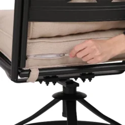 5pc Outdoor Dining Set With Swivel Chairs With Seat & Back Cushions & Square Metal Table With Umbrella Hole - Captiva Designs -Sunnydaze Decor Store GUEST c129c193 9481 483e ad42 c7fe9c7874ac 1