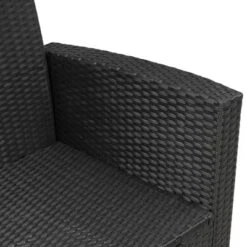 6pc Wicker Patio Conversation Set With Glass Table Ottomans & Cushions - Black/Dark Gray - GODEER -Sunnydaze Decor Store GUEST c1931aa3 67d4 4568 a206 2902c08d2760