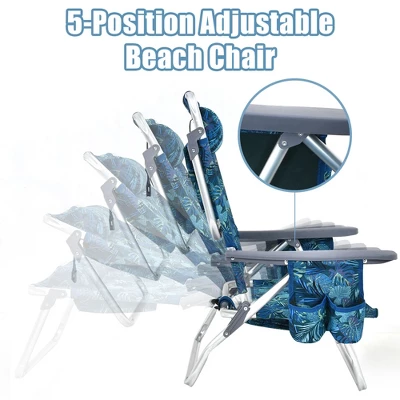 Costway 4PCS Folding Backpack Beach Chair Reclining Camping Chair W/ Storage Bag 8 Costway 4PCS Folding Backpack Beach Chair Reclining Camping Chair W/ Storage Bag - Image 6