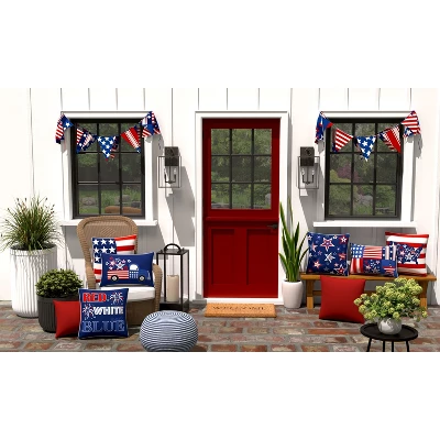 18"x18" Outdoor/Indoor One Flag One Nation Square Throw Pillow Red - Pillow Perfect 5 18"x18" Outdoor/Indoor One Flag One Nation Square Throw Pillow Red - Pillow Perfect - Image 3