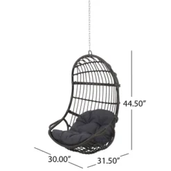 Richards Outdoor/Indoor Wicker Hanging Chair With 8 Foot Chain (No Stand) - Gray/Dark Gray - Christopher Knight Home