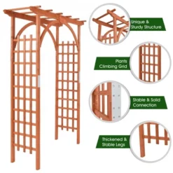 Costway Premium Outdoor Wooden Cedar Arbor Arch Pergola Trellis Wood Garden Yard Lattice -Sunnydaze Decor Store GUEST c2451a58 9897 4c67 ad9a 3e668f2e8931
