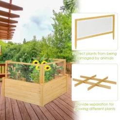 Costway Raised Garden Bed Wooden Garden Box With 9 Grids & Critter Guard Fence -Sunnydaze Decor Store GUEST c3292c48 a396 4c8d ac86 6fb76056ad73