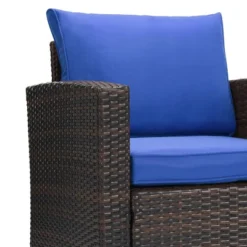 6pc Wicker Outdoor Conversation Set Royal Blue/Dark Brown - EDYO LIVING -Sunnydaze Decor Store GUEST c3732f93 4c68 47a1 8475 b79d98191fc0