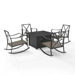 5pc Dahlia Outdoor Steel Set With Fire Table Taupe/Matte Black - Crosley -Sunnydaze Decor Store GUEST c38065b6 5d6a 44ec 830e ec5080c7b97c