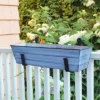 ACHLA Designs 22" Wide Rectangular Galvanized Steel Flower Box With Black Wrought Iron Clamp-On Brackets Nantucket Blue -Sunnydaze Decor Store GUEST c3aaa05c 6d31 4599 adb3 f551afc4c666