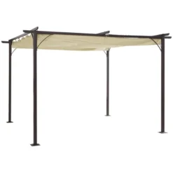 Outsunny 11.5' X 11.5' Retractable Patio Gazebo Pergola With UV Resistant Outdoor Canopy & Strong Steel Frame -Sunnydaze Decor Store GUEST c3d729b7 74a9 4dba be09 4dfcfdb53c79