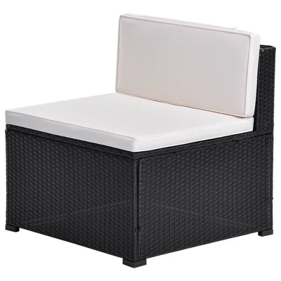 10pc Wicker Patio Sectional Seating Set With Cushion - Black/Beige - GODEER 6 10pc Wicker Patio Sectional Seating Set With Cushion - Black/Beige - GODEER - Image 4