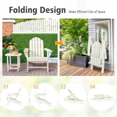 Tangkula Patio 2PCS Adirondack Chair Side Table Set Outdoor Chair Set With End Table Weather Resistant Cup Holder For Backyard Garden White 3 Tangkula Patio 2PCS Adirondack Chair Side Table Set Outdoor Chair Set With End Table Weather Resistant Cup Holder For Backyard Garden White