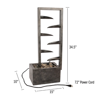 7-Tier Outdoor Water Fountain - Modern Industrial Concrete/Metal Electric Cascading Waterfall With Pump And Decorative Stones By Nature Spring (Gray) 3 7-Tier Outdoor Water Fountain - Modern Industrial Concrete/Metal Electric Cascading Waterfall With Pump And Decorative Stones By Nature Spring (Gray)