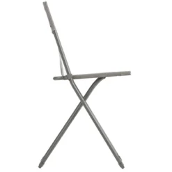 Lafuma Balcony II Colorblock Batyline Iso Fabric Steel Frame Lightweight Foldable Portable Patio, Lawn, And Garden Bistro Chair, Titane Gray, Set Of 2