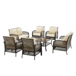 Tribeca 8pc Outdoor Wicker Conversation Set - Sand/Brown - Crosley -Sunnydaze Decor Store GUEST c72f5a9b 8a26 4a43 91b7 4354aecf1ff8