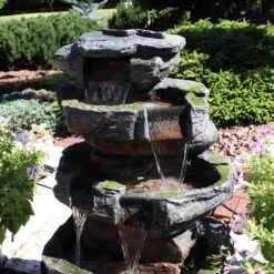 Sunnydaze Decor Sunnydaze 31"H Electric Polyresin And Fiberglass Large Rock Quarry Waterfall Outdoor Water Fountain With LED Lights -Sunnydaze Decor Store GUEST c79ed40a bb42 464f a2d8 9ec65c9bed78