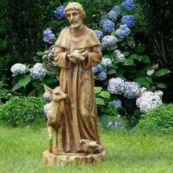 LuxenHome Weathered Brown MgO 24.6" H Saint Francis Garden Statue -Sunnydaze Decor Store GUEST c7a1d3c1 4318 4147 bb52 25068a8c2f77