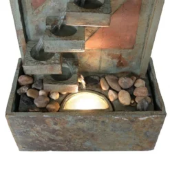 Sunnydaze Decor Sunnydaze 48"H Electric Natural Slate And Copper Accents Descending Staircase Outdoor Water Fountain With LED Light -Sunnydaze Decor Store GUEST c7e494c0 141c 406a 97f5 5b0ea60e3c28