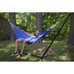 Stansport Malibu Nylon Packable Hammock 85" X 56" - Royal Blue -Sunnydaze Decor Store GUEST c8253f3b cab8 4fd5 a5ce 0c83a7f364eb