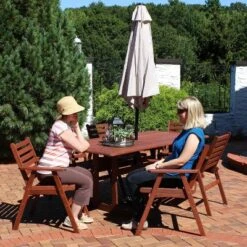 Sunnydaze Decor Sunnydaze Outdoor Meranti Wood With Teak Oil Finish Patio Family Dining Table And Chairs Set - Brown - 7pc -Sunnydaze Decor Store GUEST c8f26e2a 16e3 46e1 baba 9b0c0996a3a1