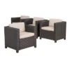 Puerta 4pc Wicker Club Chair & Coffee Table Set - Teak/Dark Brown/Beige - Christopher Knight Home