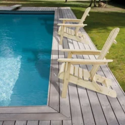 LuxenHome Unfinished Hemlock Wood Outdoor Adirondack Chair -Sunnydaze Decor Store GUEST c994a286 c1e9 4a72 b70f 04cdf110919c