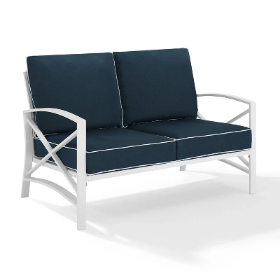 Kaplan Loveseat White/Navy - Crosley 3 Kaplan Loveseat White/Navy - Crosley