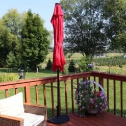 Sunnydaze Decor Sunnydaze Solar Outdoor Half Patio Umbrella With LED Lights And Crank - 9' -Sunnydaze Decor Store GUEST c9f837c8 d485 4ed9 88ea 05aef64bcc73