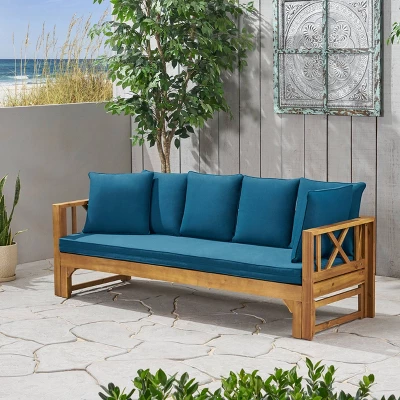 Long Beach Acacia Wood Extendable Patio Daybed Sofa Teak - Christopher Knight Home 3 Long Beach Acacia Wood Extendable Patio Daybed Sofa Teak - Christopher Knight Home