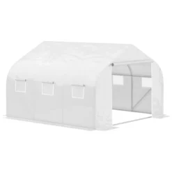 Outsunny 11.5' X 9.8' X 6.5' Outdoor Walk-In Tunnel Greenhouse Hot House With Roll-up Windows, Zippered Door, PE Cover, White -Sunnydaze Decor Store GUEST ca9f4144 5014 46bf 90c2 34330dd6ce3e